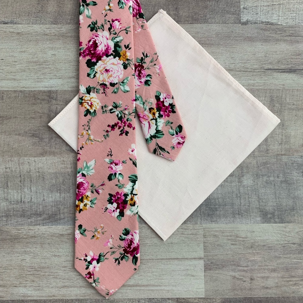 ⚜️HP⚜️ Vintage Style Floral Tie & Square Set - Picture 4 of 5